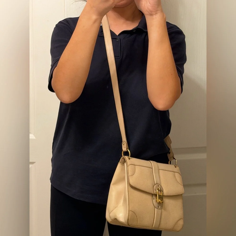 Salvatore Ferragamo Beige Leather Crossbody Bag